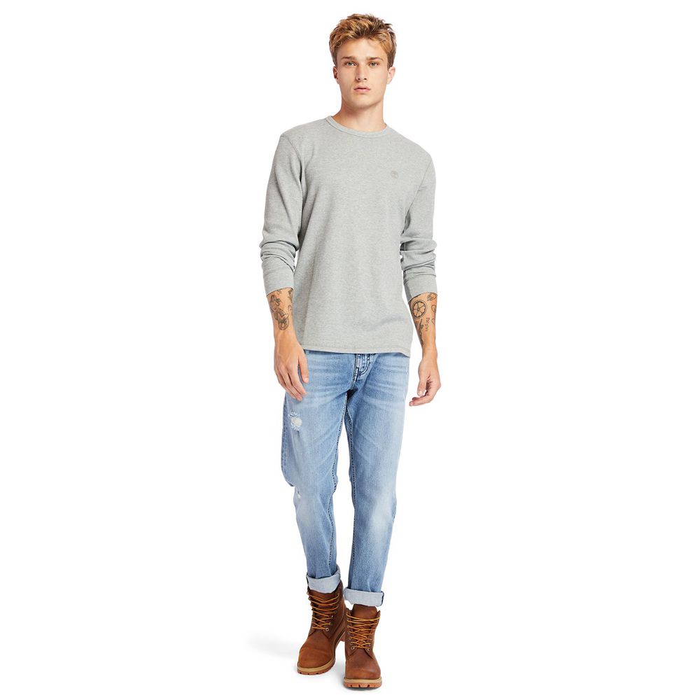 Timberland Πουκαμισα Ανδρικα Γκρι - Wharf River Waffle-Knit Crewneck - Greece 8214509-UJ